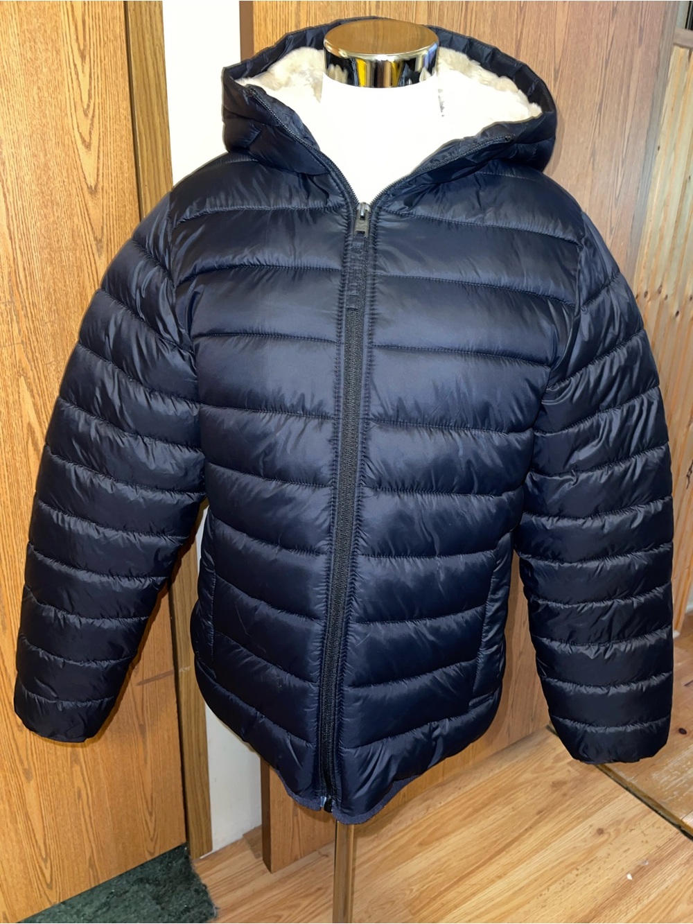 Hollister Navy Quilted Water & Wind Resistant Puffer Jacket with Hood